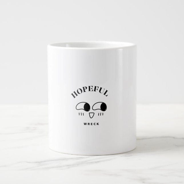 Taza De Café Gigante Hopeful Wreck Minimalist Typography Design (Frente)