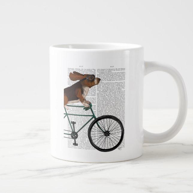 Taza De Café Gigante Hound Basset en la bicicleta (Derecha)