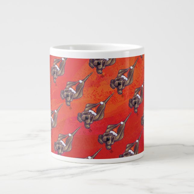 Taza De Café Gigante Hound Dog Navidades En Rojo (Frente)