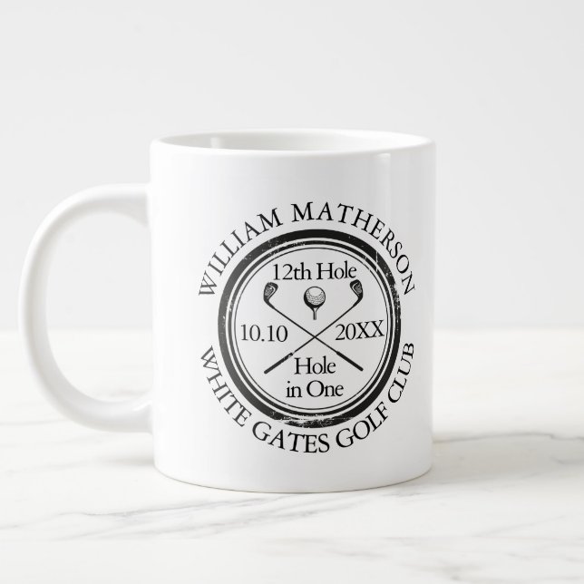 Taza De Café Gigante Hoyo de golf personalizado en una felicitación (Izquierda)