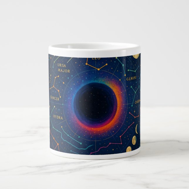 Taza De Café Gigante Hueco negro cósmico y arte de constelaciones - Cel (Frente)