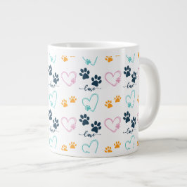 Taza De Café Gigante Huellas de patas de amante de perro lindo