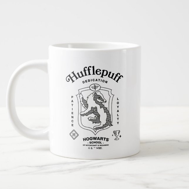 Taza De Café Gigante HUFFLEPUFF™ Dedicación Paciencia Lealtad Escudo (Izquierda)