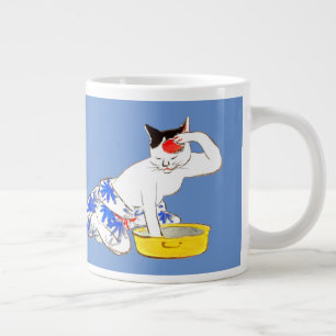 Taza De Café Gigante Humorístico baño japonés de gato