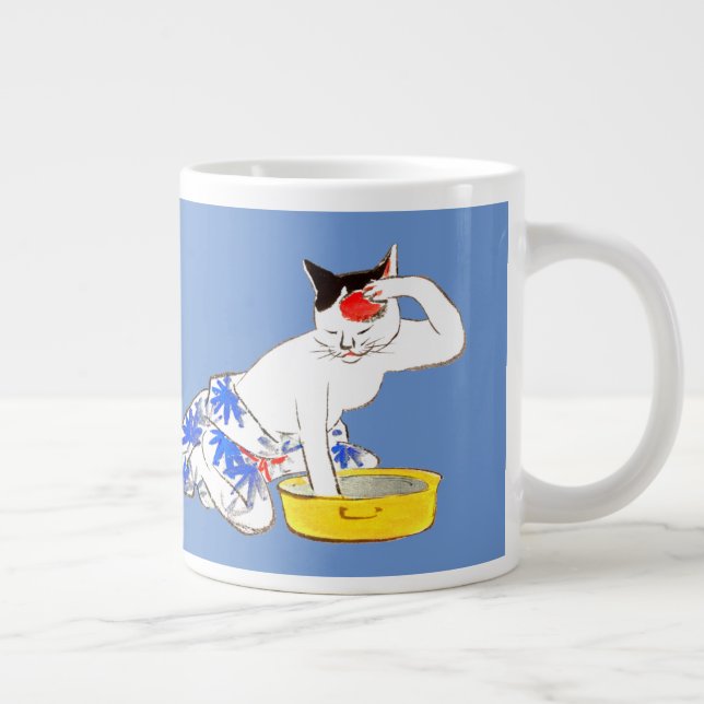 Taza De Café Gigante Humorístico baño japonés de gato (Derecha)