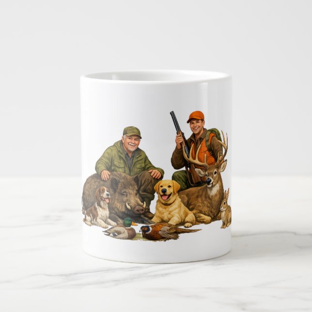 Taza De Café Gigante Hunting trophies with dogs outdoor hunter gift (Frente)