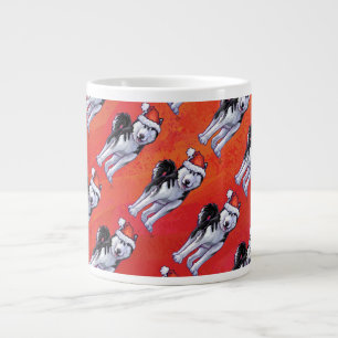 Taza De Café Gigante Husky en Santa Hat en rojo