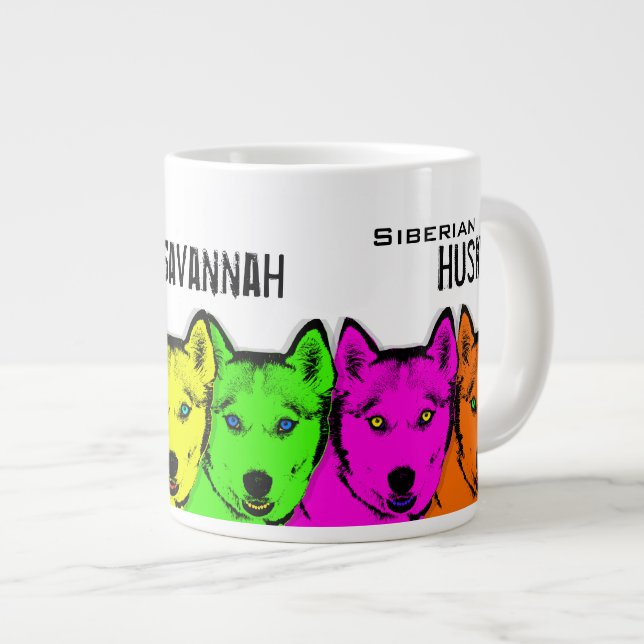 Taza De Café Gigante Husky siberiano personalizado del arte pop (Derecha)