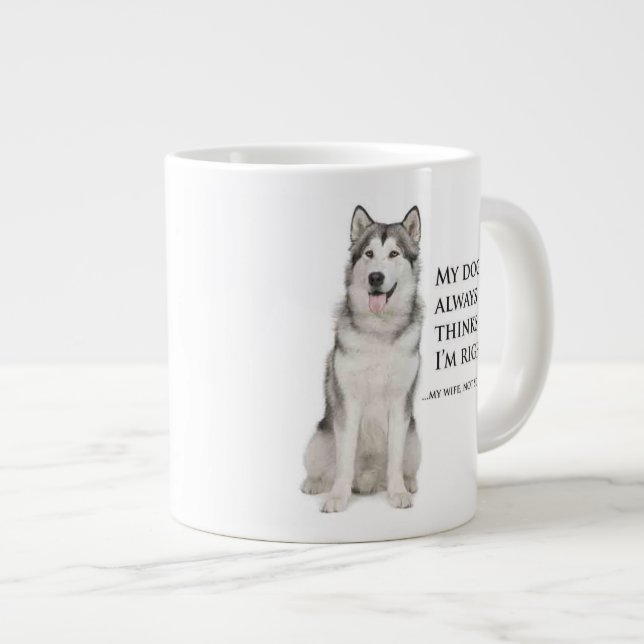 Taza De Café Gigante Husky vs Wife Jumbo Mug (Derecha)