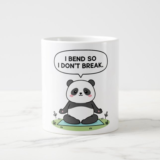 Taza De Café Gigante “I Bend So I Don’t Break” panda design (Frente)