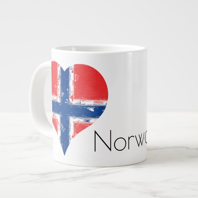 Taza De Café Gigante I Heart Noruega Bandera (Izquierda)