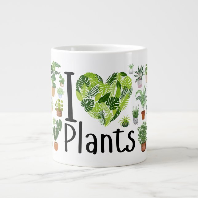 Taza De Café Gigante I Heart Plants Jumbo Mug (Frente)