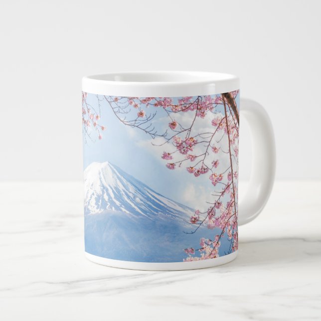 Taza De Café Gigante Ice & Snow | Cherry Blossoms Mt. Fuji Japan (Derecha)