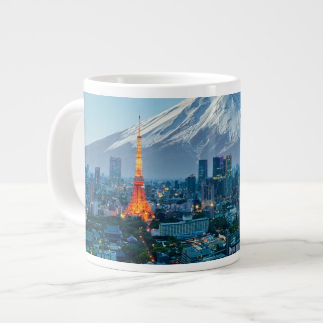 Taza De Café Gigante Ice & Snow | Mt. Fuji & Tokyo Skyline (Izquierda)