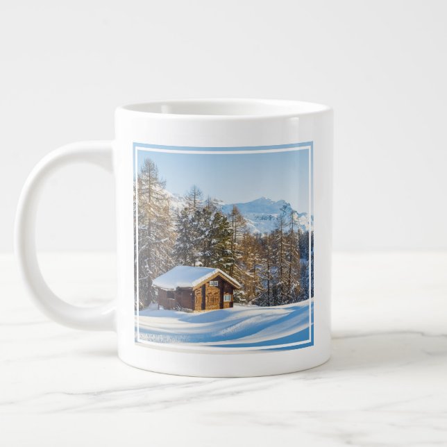 Taza De Café Gigante Ice & Snow | Winter Log Cabin Swiss Alps (Izquierda)