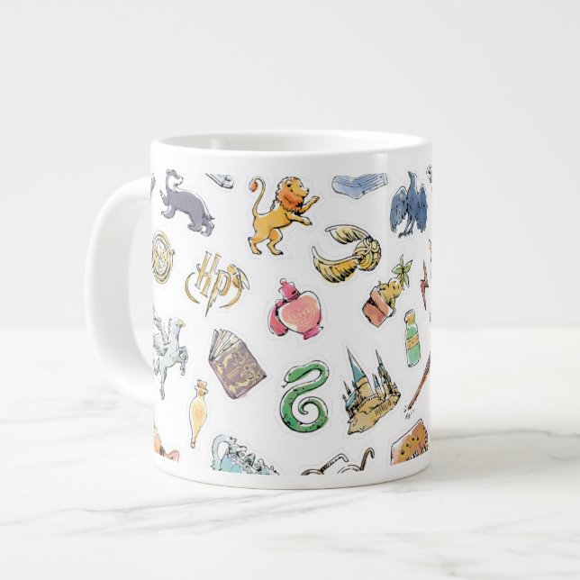 Taza De Café Gigante Iconos de Harry Potter en acuarela (Izquierda)