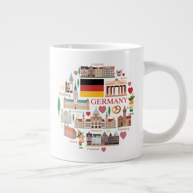 Taza De Café Gigante Iconos de viaje de Alemania (Derecha)