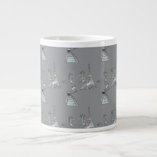 Taza De Café Gigante Iconos del mundo gris   