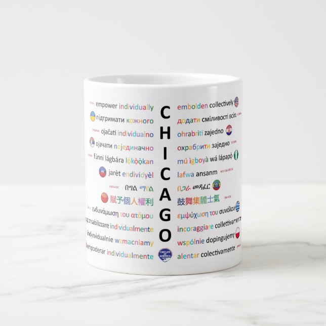 Taza De Café Gigante Idiomas de Chicago (Frente)