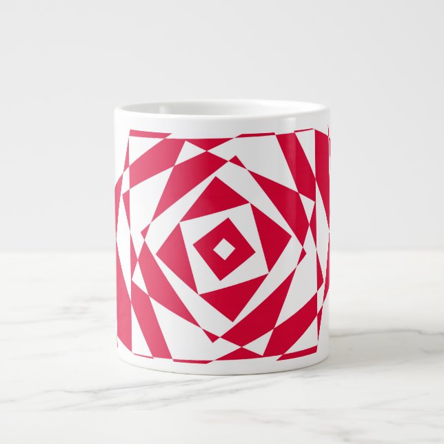 Taza De Café Gigante Ilusión abstracta roja blanca (Frente)
