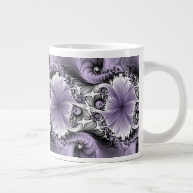 Taza De Café Gigante Ilusión Lilac Resumen Arte Fractal Floral Fantasía (Derecha)