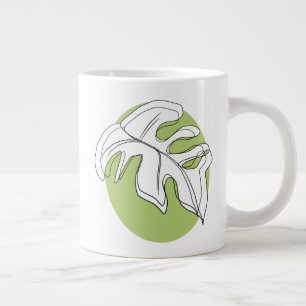 Taza De Café Gigante Ilustración abstracta de planta de hoja de Monster
