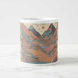 Taza De Café Gigante Ilustracion Batik Mountain