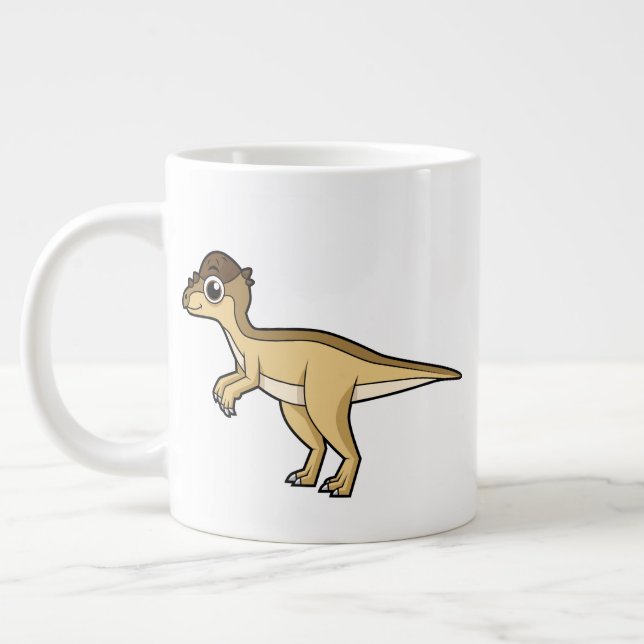 Taza De Café Gigante Ilustracion Cuto De Un Dinosaurio Pachycephalosaur (Izquierda)