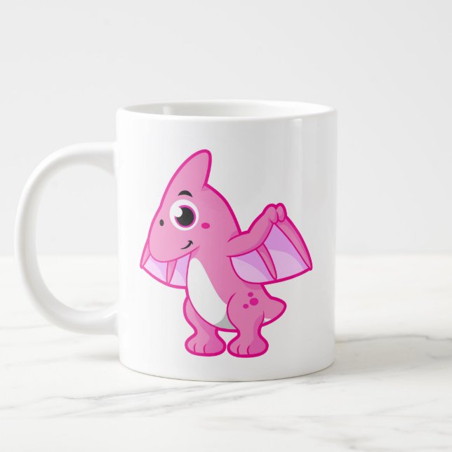 Taza De Café Gigante Ilustracion Cuto De Un Pterodáctilo. (Izquierda)