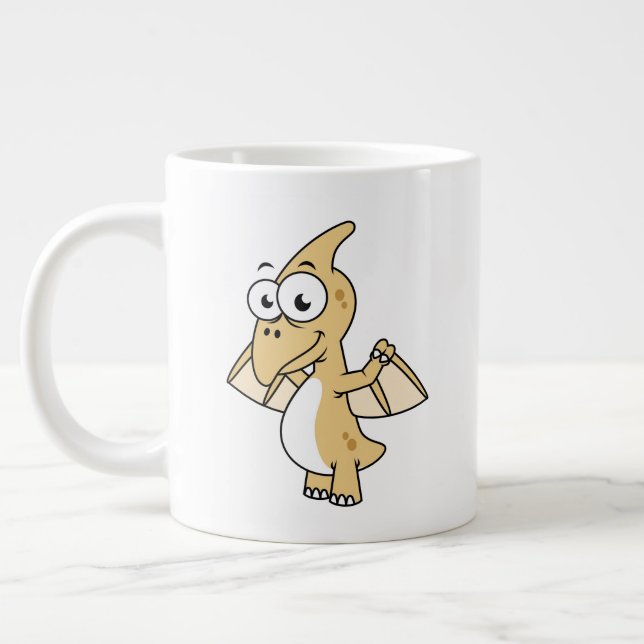 Taza De Café Gigante Ilustracion Cuto De Un Pterodáctilo. 2 (Izquierda)