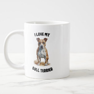 Taza De Café Gigante Ilustracion de acuarela de Bull Terrier