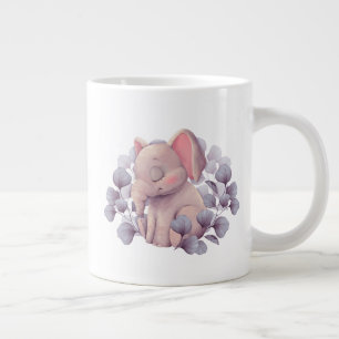 Taza De Café Gigante Ilustración de adorable elefante bebé durmiendo co