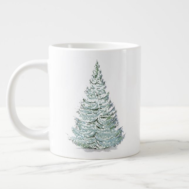 Taza De Café Gigante Ilustracion de árbol de mojigato cubierto de nieve (Izquierda)