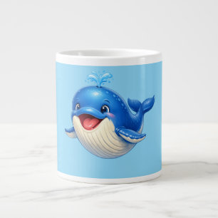 Taza De Café Gigante Ilustración de ballena linda con ojos grandes Anim