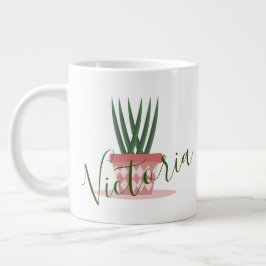 Taza De Café Gigante Ilustración de Cactus de Aloe Vera Nombre