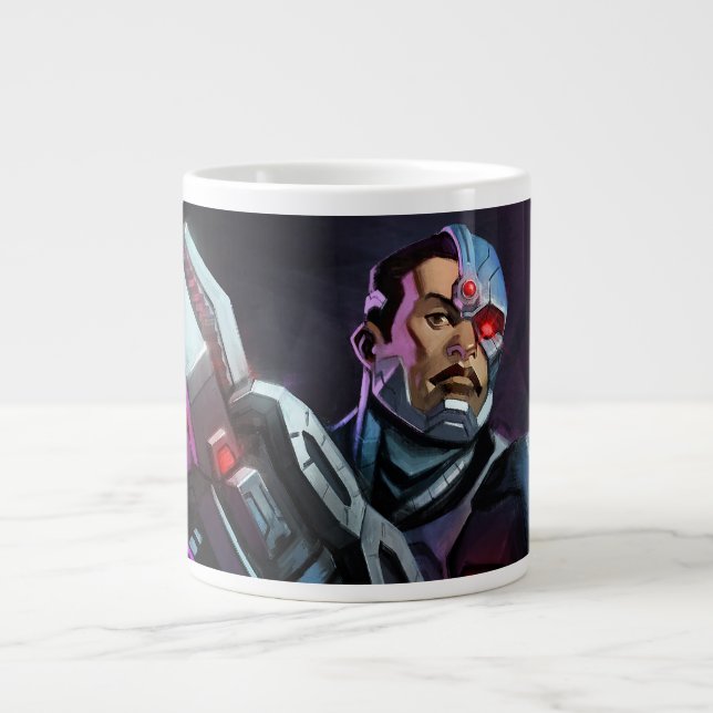 Taza De Café Gigante Ilustracion de ciborg de crisis infinita (Frente)