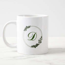 Taza De Café Gigante Ilustración de eucalipto minimalista con monograma