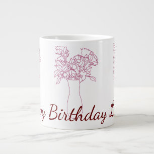 Taza De Café Gigante Ilustracion de flor original de línea moderna