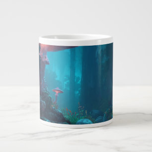 Taza De Café Gigante Ilustración de hongos del bosque malhumorado en ta