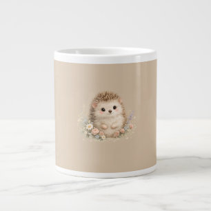 Taza De Café Gigante Ilustración de jardín de erizo al acuarela
