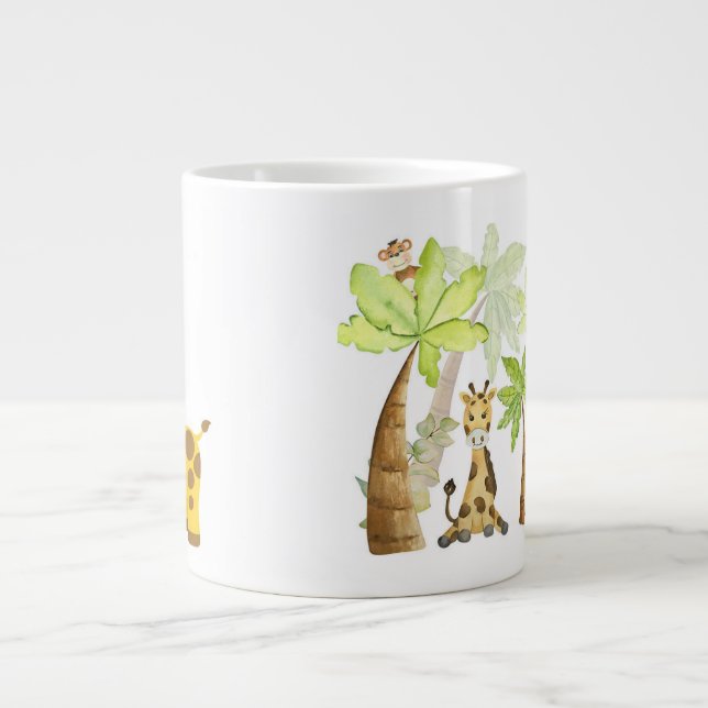 Taza De Café Gigante Ilustración de jirafa adorable (Frente)