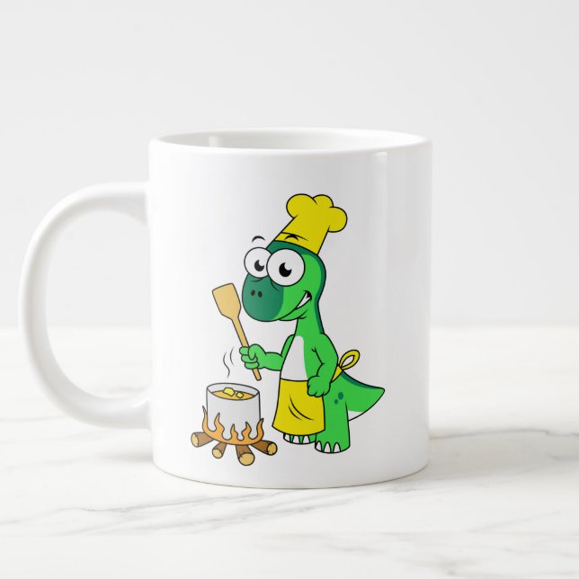 Taza De Café Gigante Ilustracion De La Cocina De Los Dinosaurios Parasa (Izquierda)