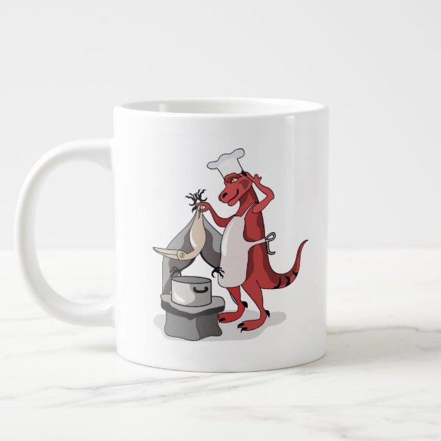 Taza De Café Gigante Ilustracion De La Cocina De Un Chef Rex Tirrannosa (Izquierda)