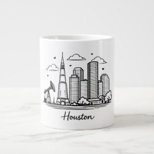 Taza De Café Gigante Ilustración de línea negra de Houston