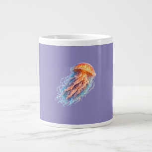 Taza De Café Gigante Ilustración de Medusa Elegante Fantasía Oceánica