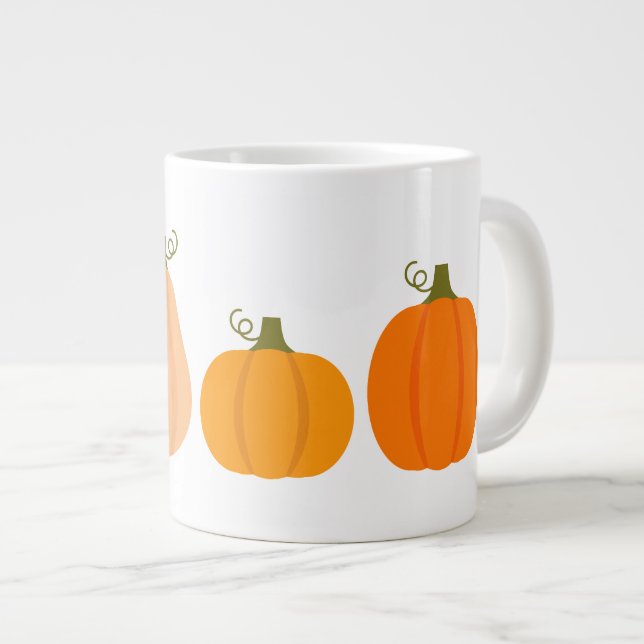 Taza De Café Gigante Ilustracion de otoño de calabazas (Derecha)