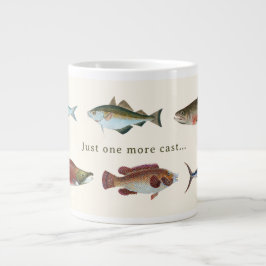 Taza De Café Gigante Ilustración de peces vintage colorida