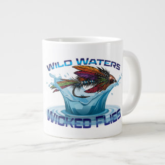 Taza De Café Gigante Ilustración de pesca con mosca Aguas Salvajes, Mos