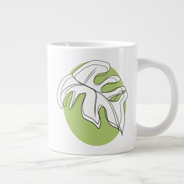 Taza De Café Gigante Ilustracion de planta abstracta de hoja de Monster (Derecha)