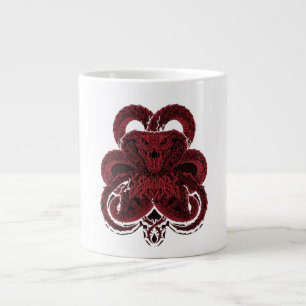 Taza De Café Gigante Ilustración de serpiente Art Deco Cobra Roja